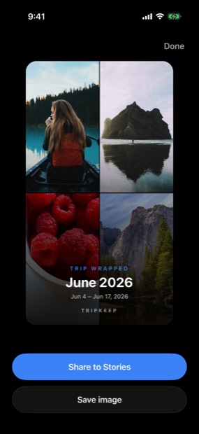 Trip Wrapped recap collage